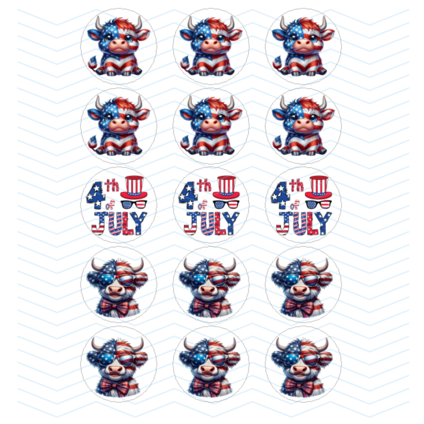 4TH OF JULY RED WHITE AND COWS