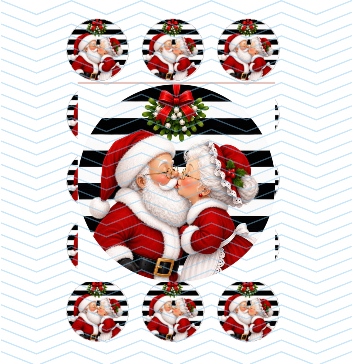 MR AND MRS CLAUS UNDER THE MISTLETOE