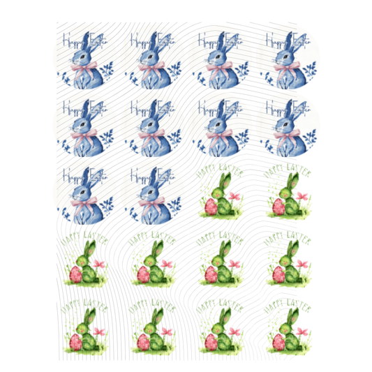 HAPPY EASTER BLUE AND GREEN BUNNY