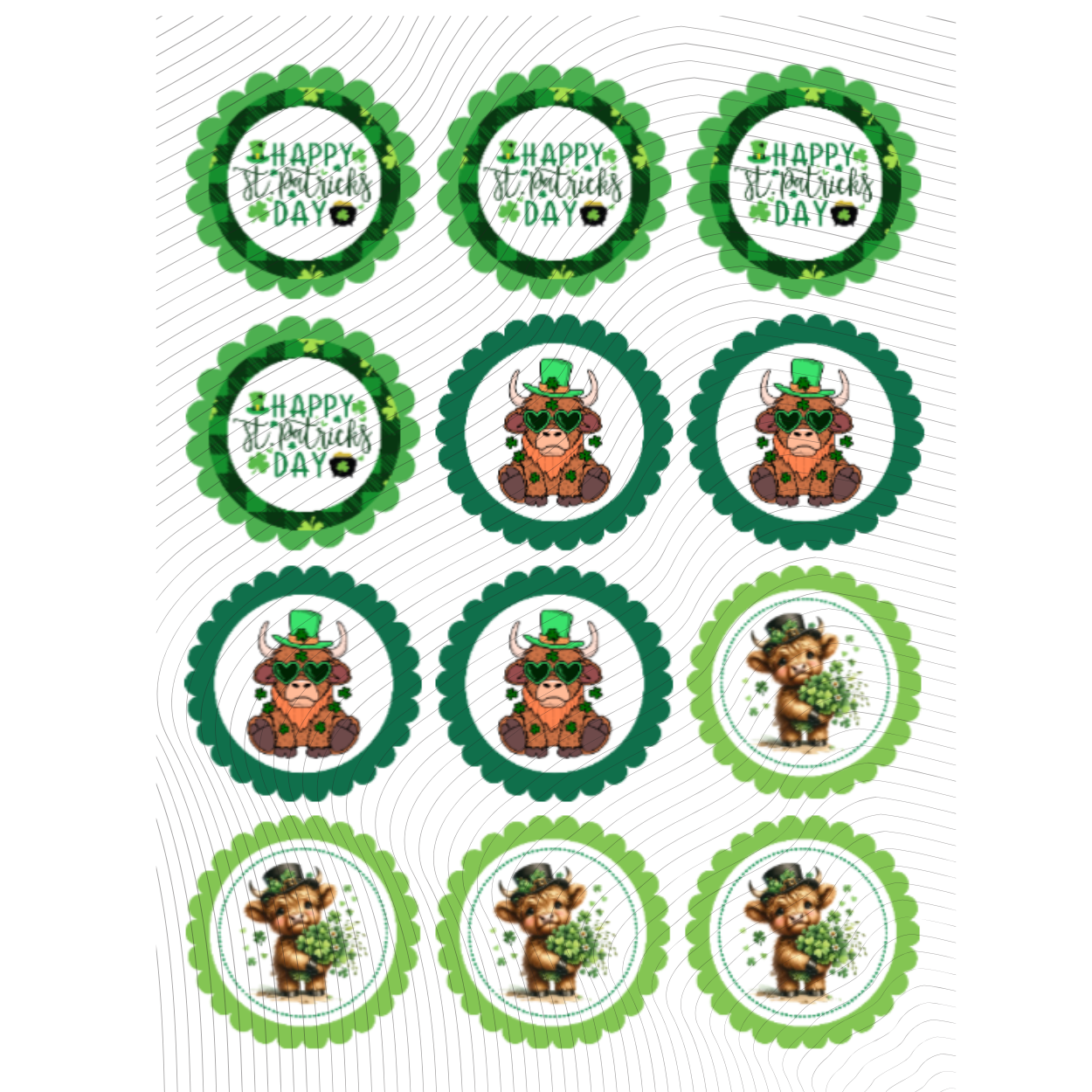 12 CT ST PATRICK'S DAY COWS